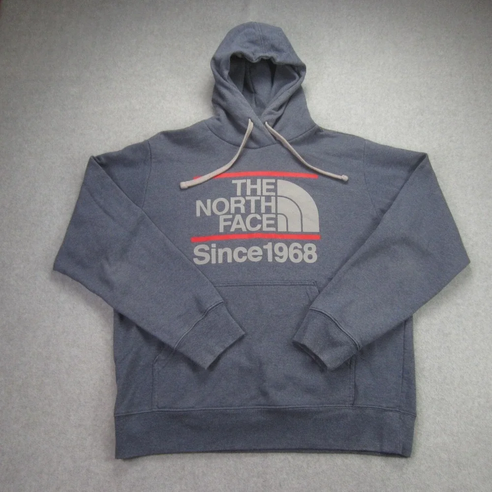 The North Face Men's M Blue Pullover Hoodie Sweatshirt‎ Graphic Logo Outdoor